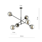 Lampa wisząca LINEAR 6 BLACK/GRAFIT 1167/6 EMIBIG Lighting