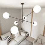 Lampa wisząca LINEAR 6 BLACK/OPAL 1169/6 EMIBIG Lighting