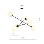 Lampa wisząca LINEAR 6 BLACK/OPAL 1169/6 EMIBIG Lighting