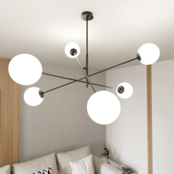 Lampa wisząca LINEAR 6 BLACK/OPAL 1169/6 EMIBIG Lighting - zdjęcie produktu