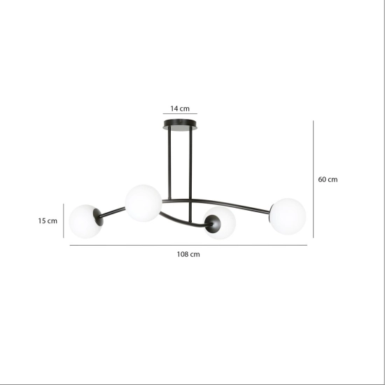 Lampa sufitowa HALLDOR 4 BLACK 1024/4 EMIBIG Lighting