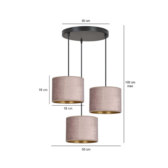 Lampa wisząca HILDE 3 BL PREMIUM ROSE 1053/3PREM EMIBIG Lighting