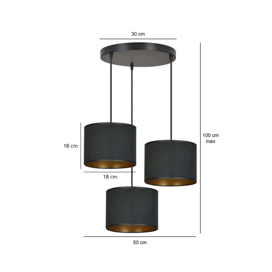 Lampa wisząca HILDE 3 BL PREMIUM BLACK 1054/3PREM EMIBIG Lighting