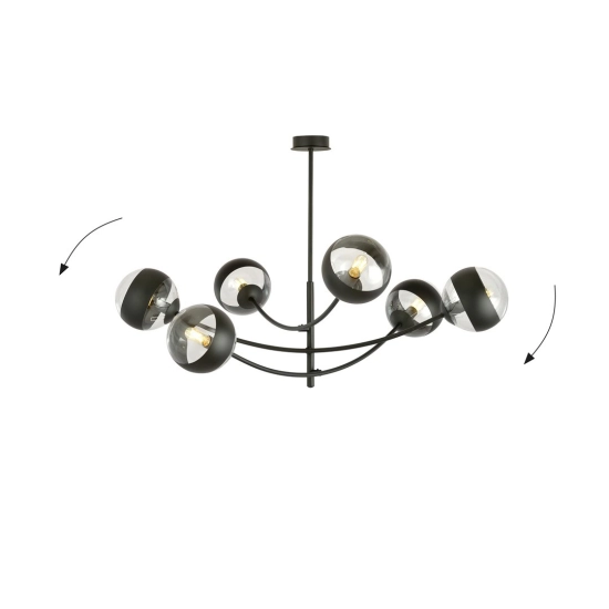 Lampa sufitowa HUNTER 6 BLACK/STRIPE 1101/6 EMIBIG Lighting