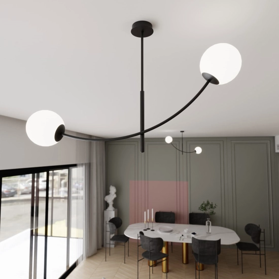 Lampa sufitowa HUNTER 2 BLACK/OPAL 1102/2 EMIBIG Lighting