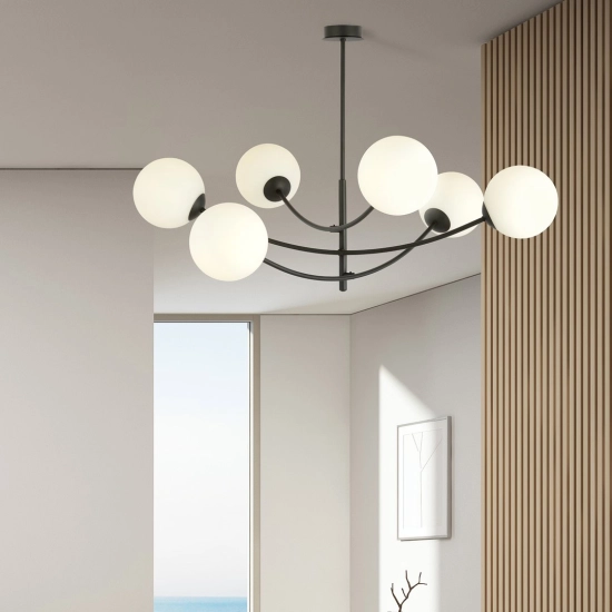 Lampa sufitowa HUNTER 6 BLACK/OPAL 1102/6 EMIBIG Lighting
