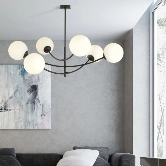 Lampa sufitowa HUNTER 6 BLACK/OPAL 1102/6 EMIBIG Lighting