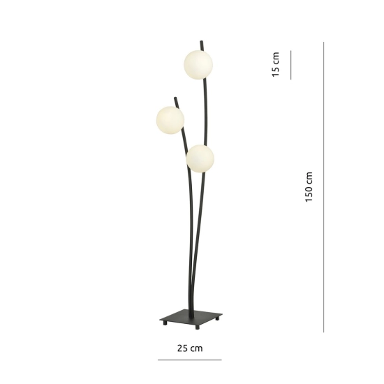 Lampa stojąca HUNTER LP3 BLACK/OPAL 1102/LP3 EMIBIG Lighting