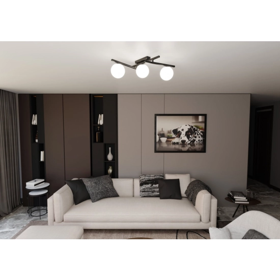 Lampa sufitowa SMART 3 BLACK/OPAL 1103/3 EMIBIG Lighting