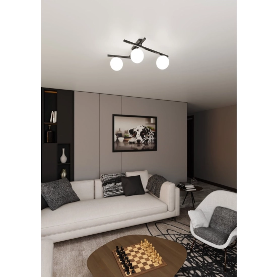 Lampa sufitowa SMART 3 BLACK/OPAL 1103/3 EMIBIG Lighting