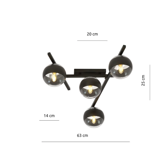 Lampa sufitowa SMART 4 BLACK/STRIPE 1105/4 EMIBIG Lighting
