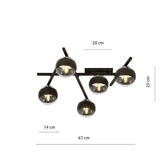 Lampa sufitowa SMART 5 BLACK/STRIPE 1105/5 EMIBIG Lighting