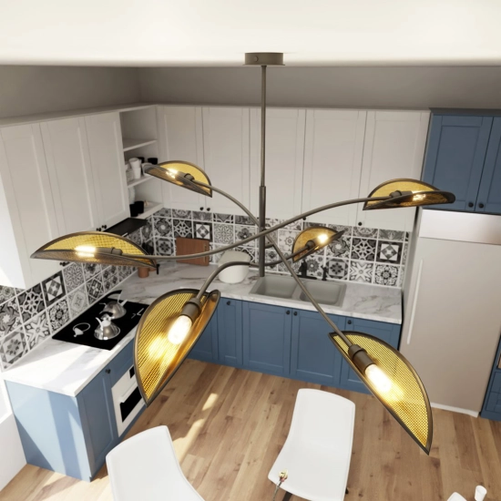 Lampa sufitowa LOTUS 6 BLACK/GOLD 1106/6 EMIBIG Lighting