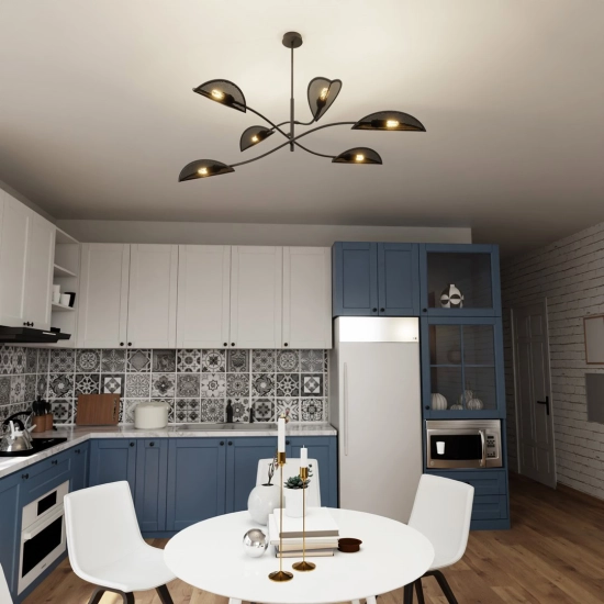 Lampa sufitowa LOTUS 6 BLACK/GOLD 1106/6 EMIBIG Lighting