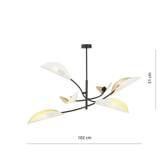 Lampa sufitowa LOTUS 6 WHITE/GOLD 1107/6 EMIBIG Lighting