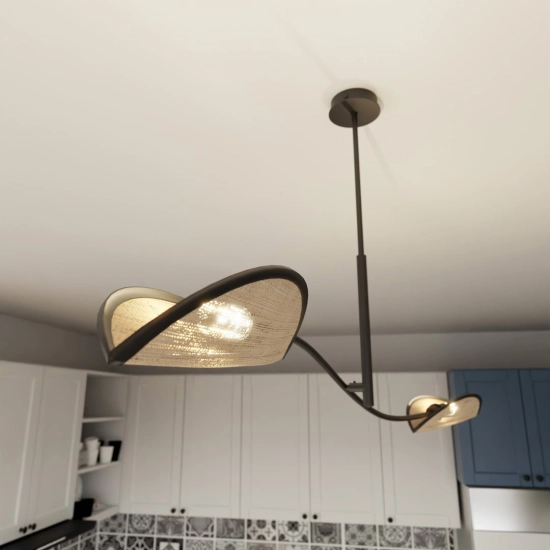 Lampa sufitowa LOTUS 2 BLACK/RATTAN 1108/2 EMIBIG Lighting