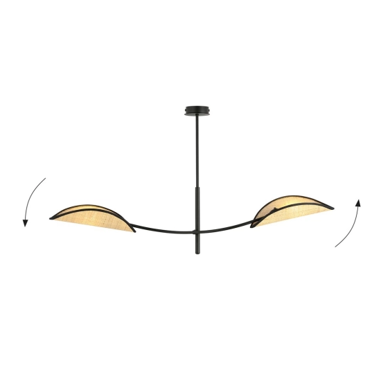 Lampa sufitowa LOTUS 2 BLACK/RATTAN 1108/2 EMIBIG Lighting