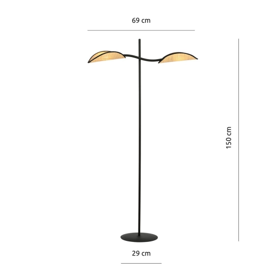 Lampa stojąca LOTUS LP2 BLACK/RATTAN 1108/LP2 EMIBIG Lighting