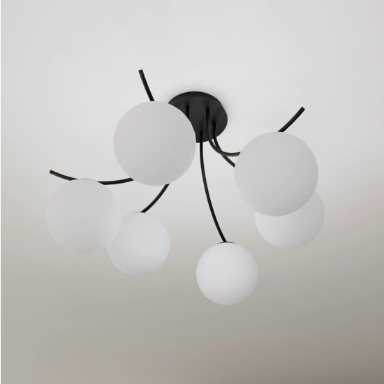 Lampa sufitowa BOSTON 6 BLACK/OPAL 1109/6 EMIBIG Lighting