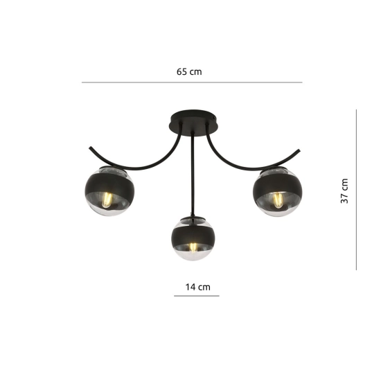 Lampa sufitowa BOSTON 3 BLACK/STRIPE 1111/3 EMIBIG Lighting