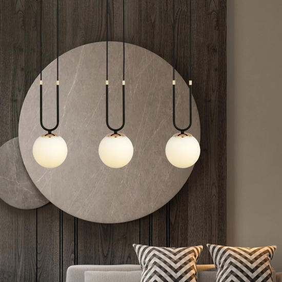 Lampa wisząca GLAM 3 BLACK/OPAL 1112/3 EMIBIG Lighting