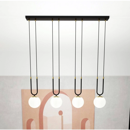 Lampa wisząca GLAM 4 BLACK/OPAL 1112/4 EMIBIG Lighting