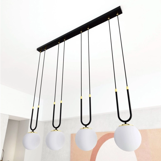 Lampa wisząca GLAM 4 BLACK/OPAL 1112/4 EMIBIG Lighting