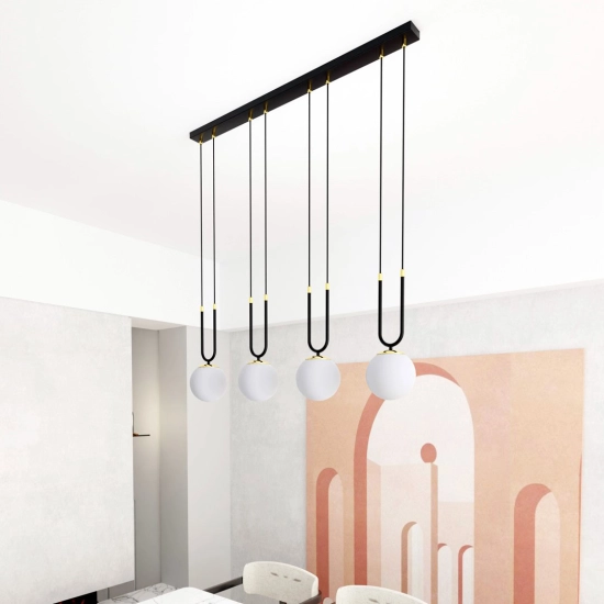 Lampa wisząca GLAM 4 BLACK/OPAL 1112/4 EMIBIG Lighting