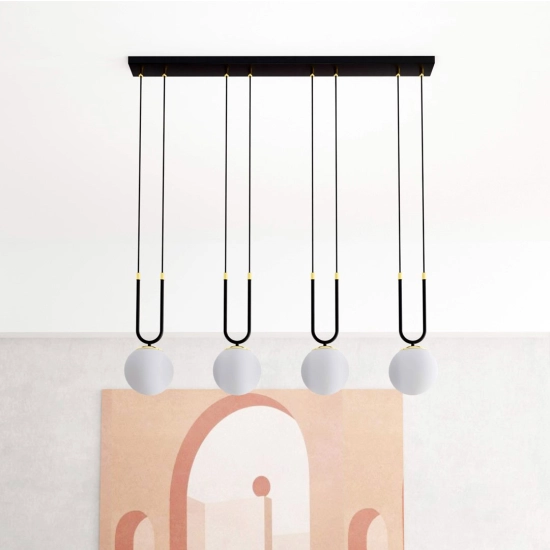 Lampa wisząca GLAM 4 BLACK/OPAL 1112/4 EMIBIG Lighting