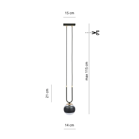 Lampa wisząca GLAM 1 BLACK/STRIPE 1113/1 EMIBIG Lighting