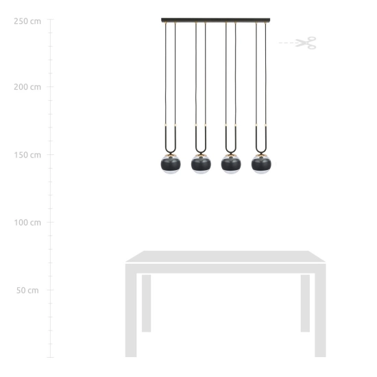 Lampa wisząca GLAM 4 BLACK/STRIPE 1113/4 EMIBIG Lighting
