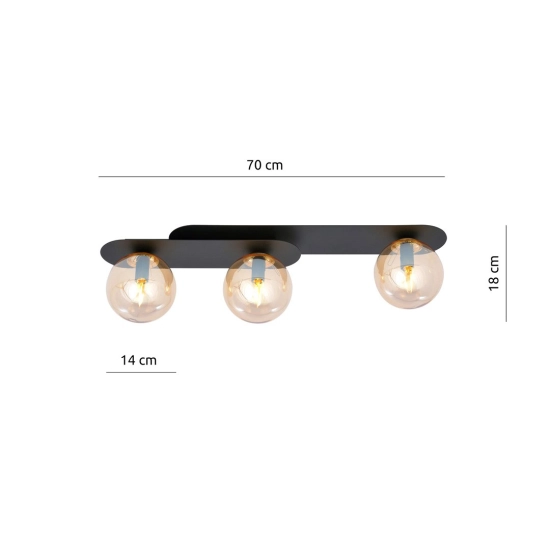 Lampa sufitowa PLAZA 3 BLACK/MIODOWY 1120/3 EMIBIG Lighting
