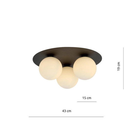 Lampa sufitowa SOLAR 3 BLACK/OPAL 1127/3 EMIBIG Lighting