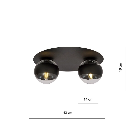 Lampa sufitowa SOLAR 2 BLACK/STRIPE 1129/2 EMIBIG Lighting