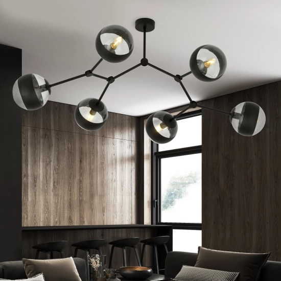 Lampa sufitowa SPACE 6 BLACK/STRIPE 1135/6 EMIBIG Lighting