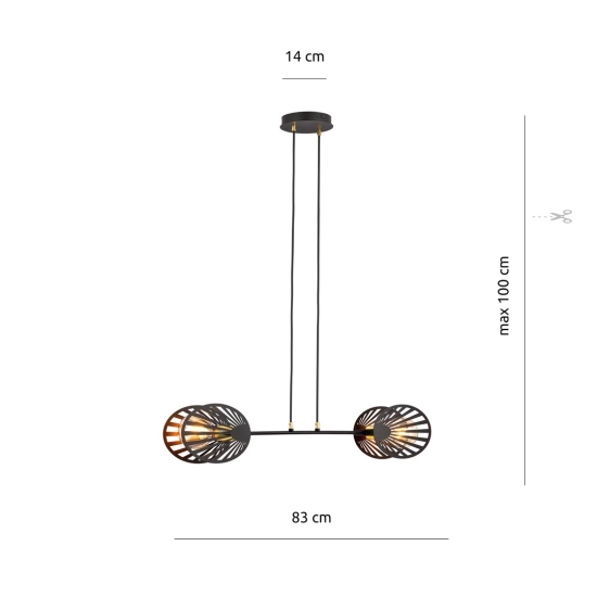 Lampa wisząca PLAYA 2 BLACK 1146/2 EMIBIG Lighting