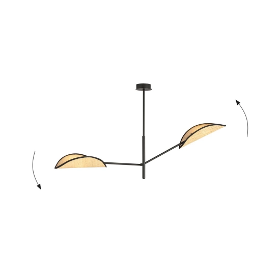 Lampa sufitowa VENE 2 BLACK/RATTAN 1160/2 EMIBIG Lighting