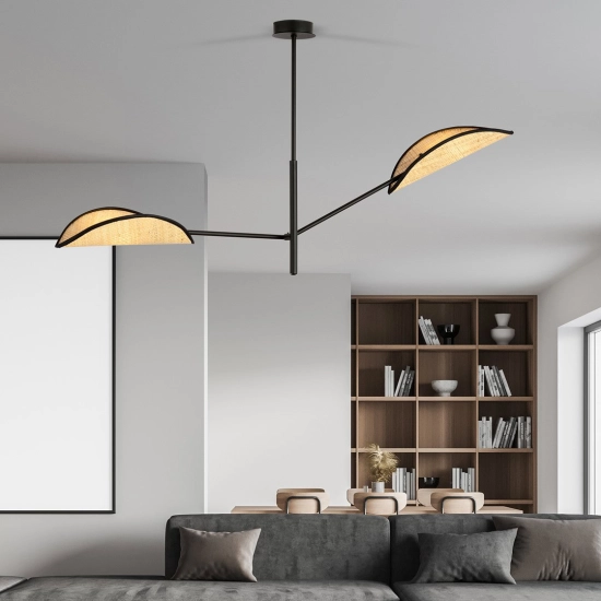 Lampa sufitowa VENE 2 BLACK/RATTAN 1160/2 EMIBIG Lighting