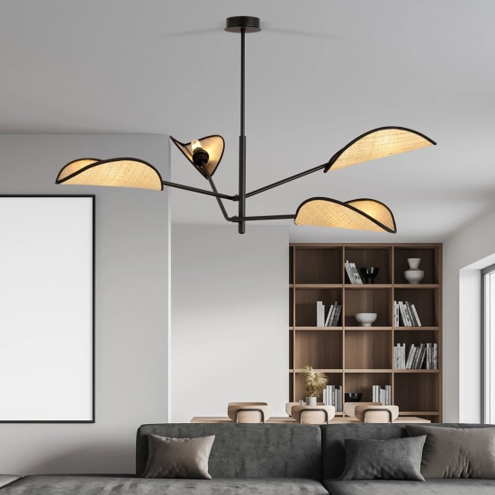 Lampa sufitowa VENE 4 BLACK/RATTAN 1160/4 EMIBIG Lighting
