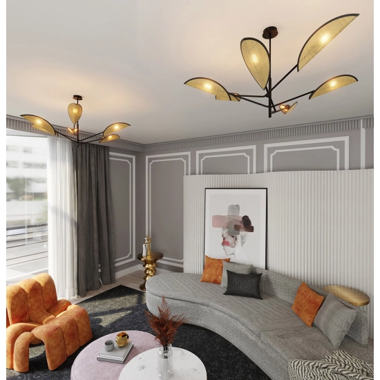 Lampa sufitowa VENE 6 BLACK/RATTAN 1160/6 EMIBIG Lighting