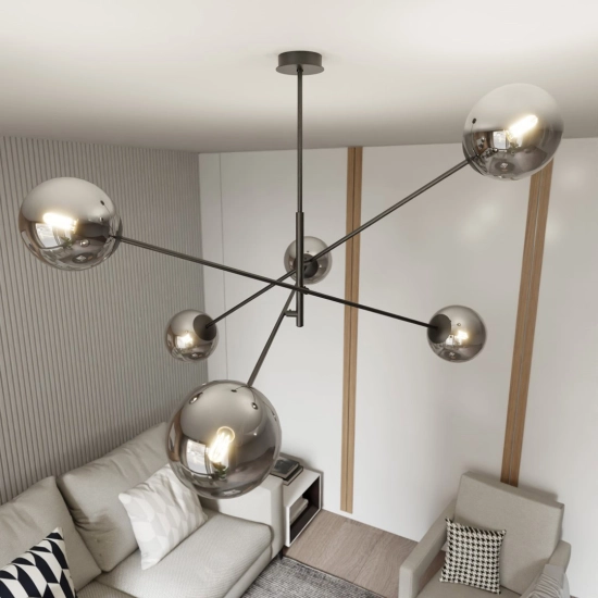 Lampa wisząca LINEAR 6 BLACK/GRAFIT 1167/6 EMIBIG Lighting