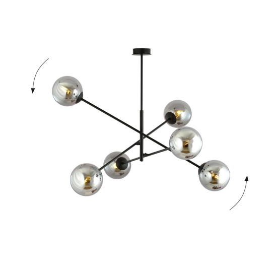 Lampa wisząca LINEAR 6 BLACK/GRAFIT 1167/6 EMIBIG Lighting
