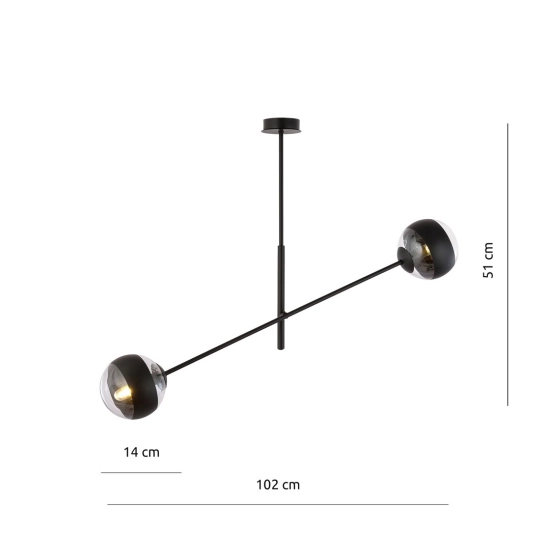 Lampa wisząca LINEAR 2 BLACK/STRIPE 1168/2 EMIBIG Lighting