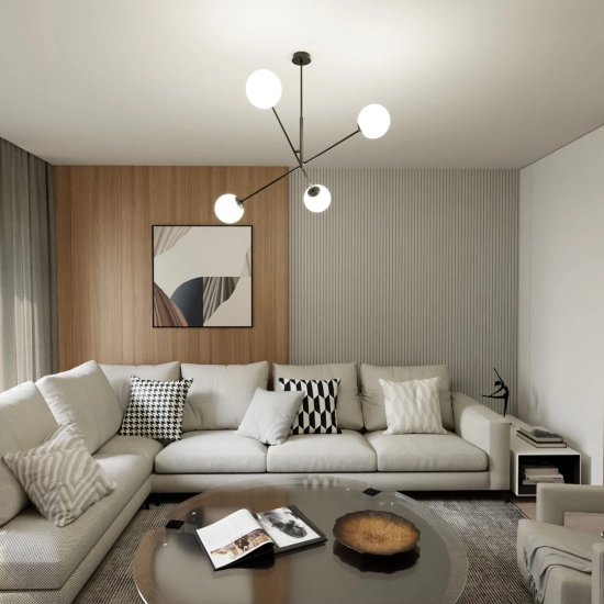 Lampa wisząca LINEAR 4 BLACK/OPAL 1169/4 EMIBIG Lighting