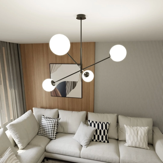 Lampa wisząca LINEAR 4 BLACK/OPAL 1169/4 EMIBIG Lighting