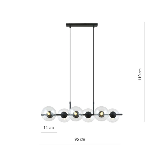 Lampa wisząca RORY 6 TRANSPARENT 1206/6 EMIBIG Lighting