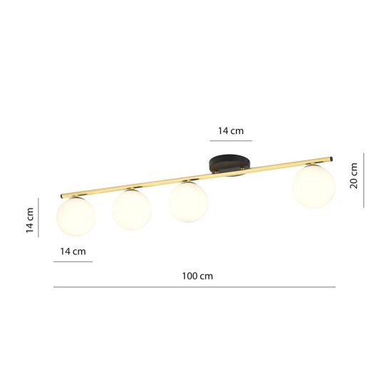 Lampa sufitowa MONZA 4 BL OPAL 1252/4 EMIBIG Lighting