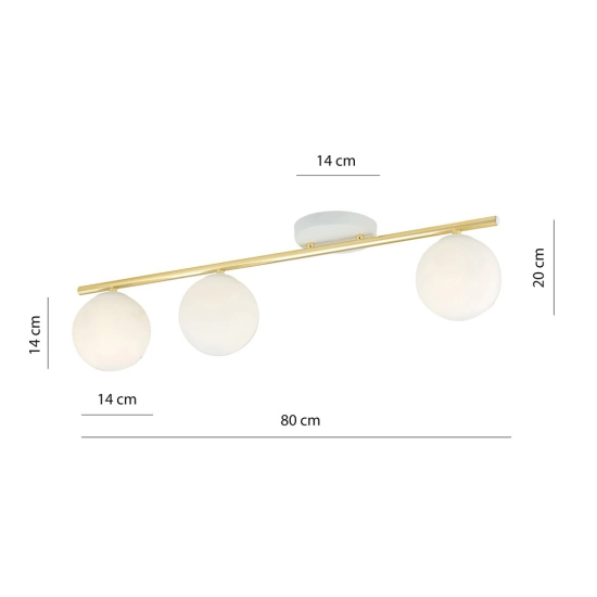 Lampa sufitowa MONZA 3 WH OPAL 1253/3 EMIBIG Lighting