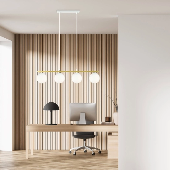 Lampa wisząca ALLORA 4 WH OPAL 1255/4 EMIBIG Lighting