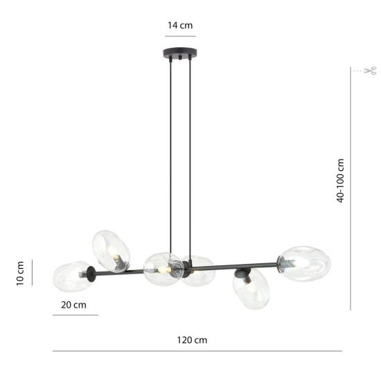 Lampa wisząca PANDORA 6 BL TRANSPARENT 1262/6 EMIBIG Lighting